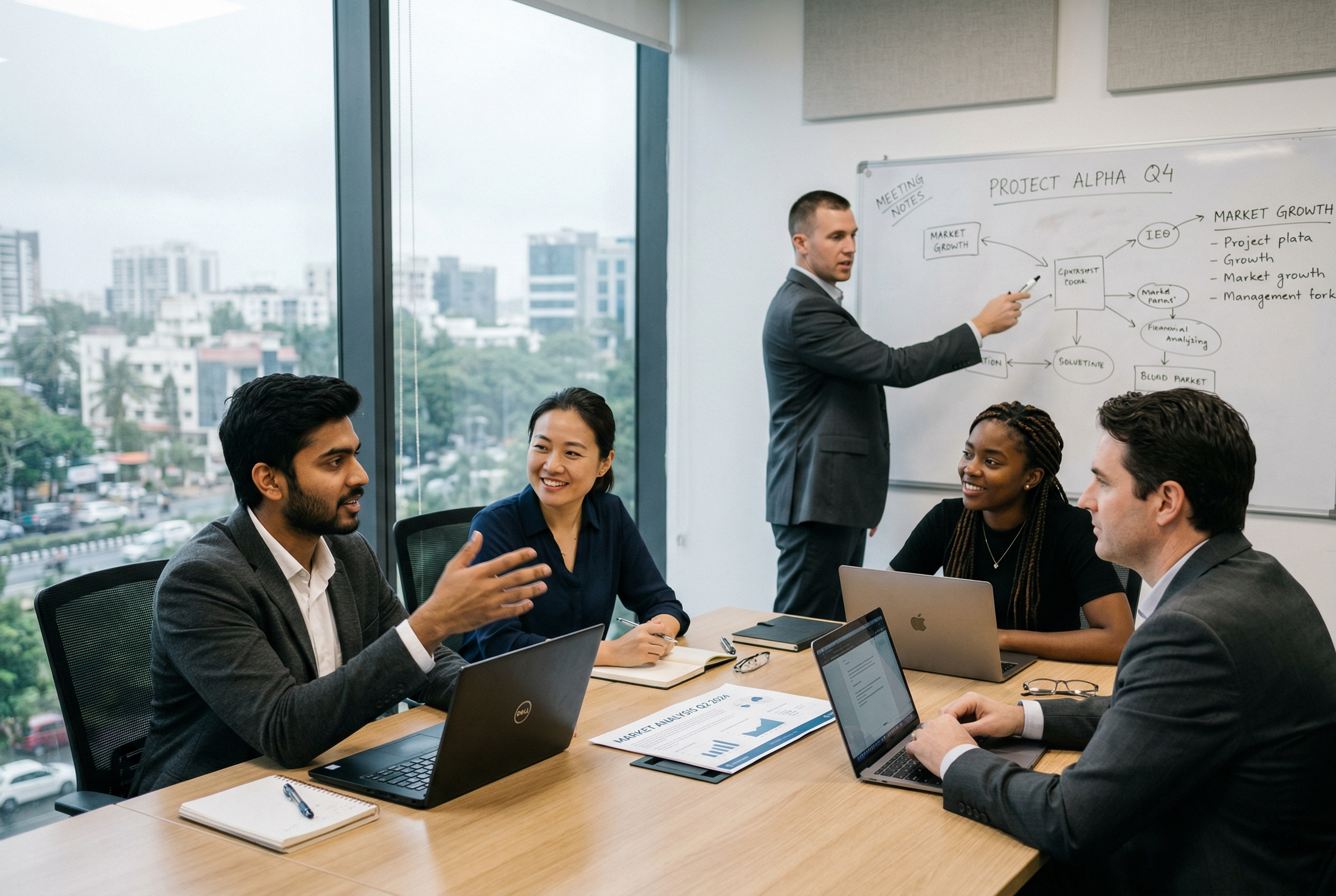 Cross-functional team aligning on a project plan